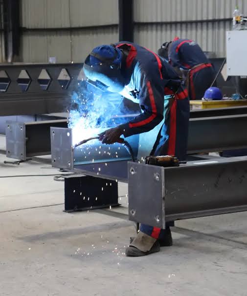 Steel fabrication welding in the GEE workshop